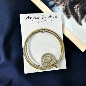 NEW Anna & Ava Roman Coin Mixed Metals Bangle Set